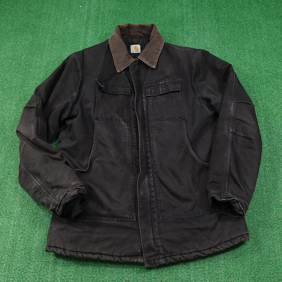 Carhartt Other - VINTAGE CARHARTT C26 BLK FULL ZIP QUILT‎ LINED DUCK CANVAS JACKET SIZE XL